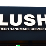 signboard of Lush store in Milan, Italy. Lush is a popular UK fresh handmade cosmetics products store.