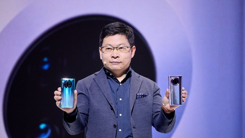 Richard Yu, CEO of Huawei's consumer business unit, announces the Mate 30