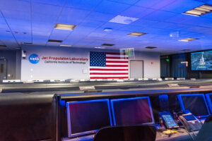NASA's Jet Propulsion Laboratory mission control room.